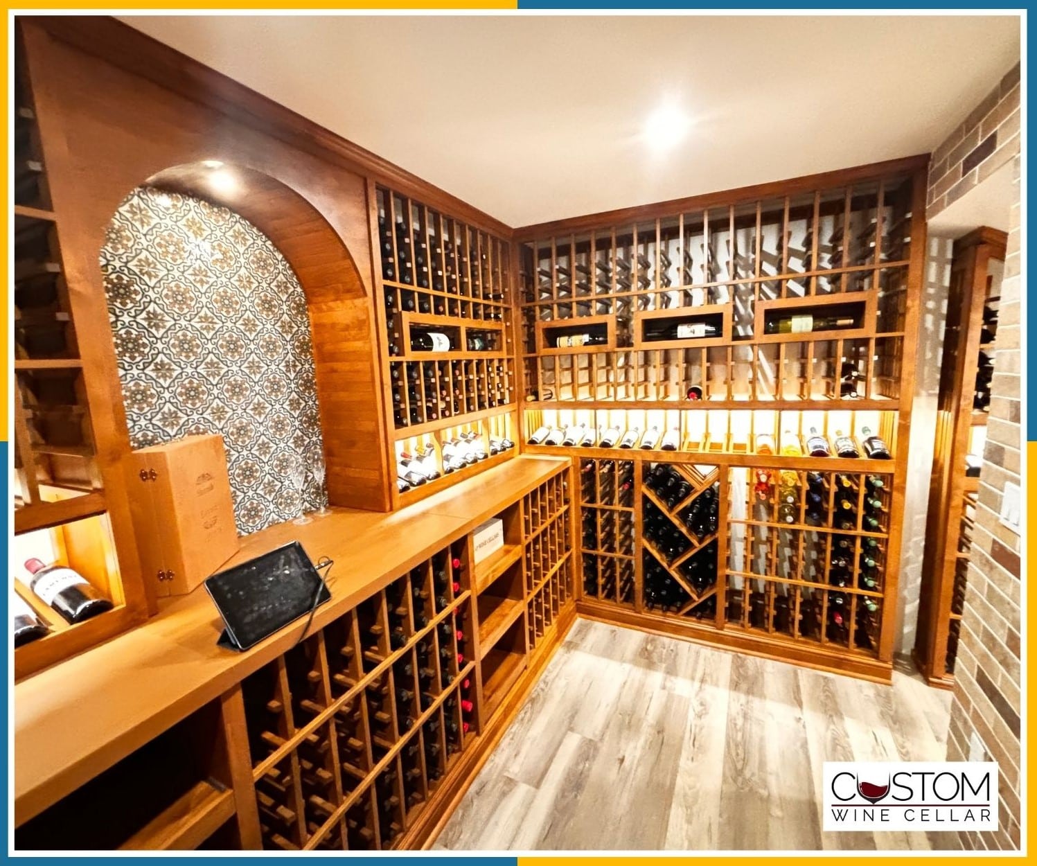 traditional San Diego home wine cellars - wooden wine racking designs